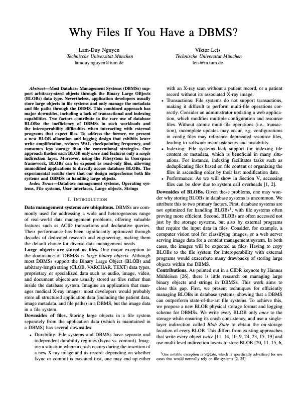 Why Files If You Have a DBMS?